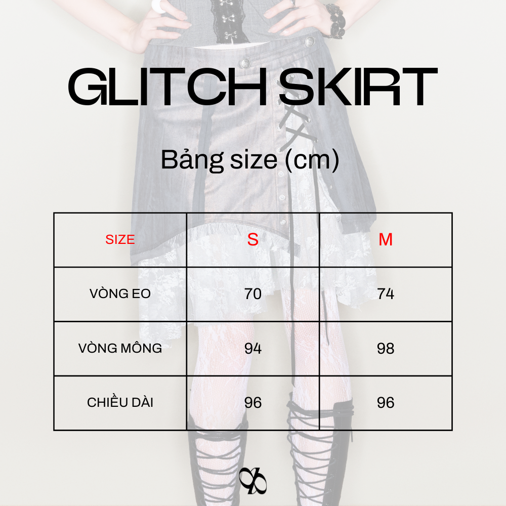 Glitch Skirt – Lace Panel Midi Skirt by INTO.EIGHT