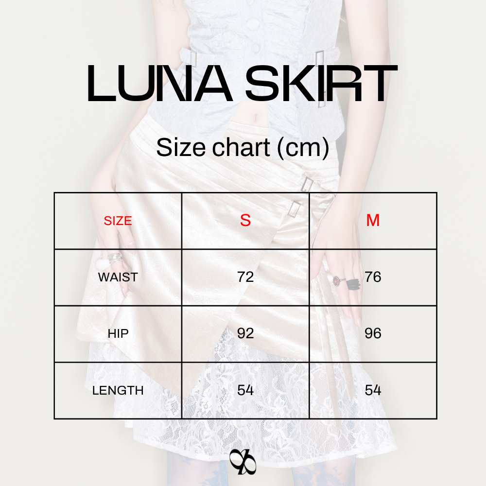 Luna Skirt – Ruched Satin Lace Skirt by INTO.EIGHT