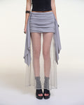 Shear Skirt – Ruched Sheer Layer Skirt by INTO.EIGHT