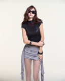 Eclipse Top – High Neck Metallic Tee by INTO.EIGHT
