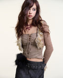 Tawn Top – Faux Fur Trim Cropped Jacket by INTO.EIGHT
