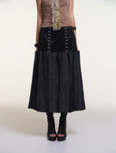 Ink Skirt – Corset Panel Denim Skirt by INTO.EIGHT