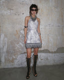 Marble Dress – Faux Fur Trim Mini Dress by INTO.EIGHT