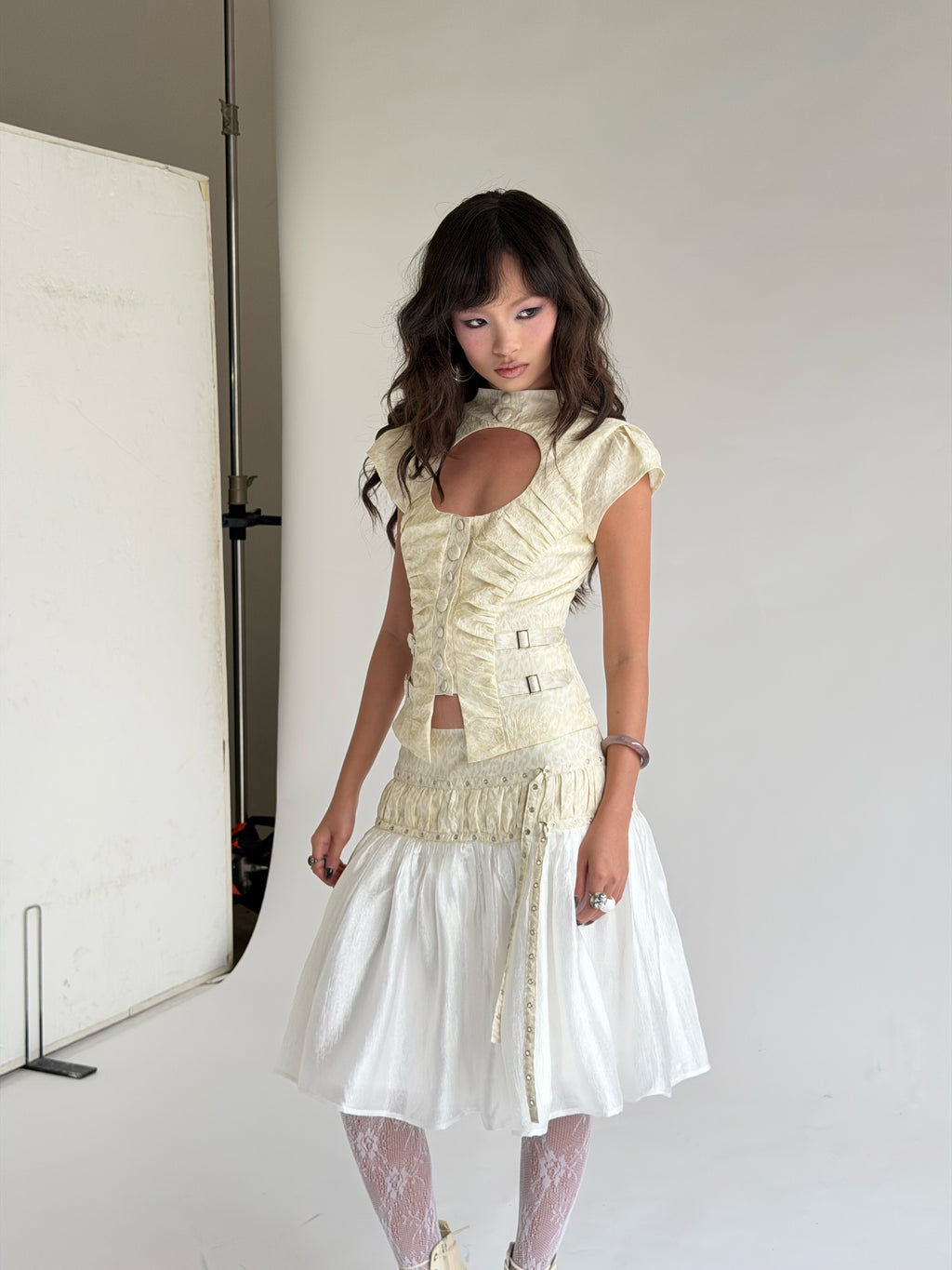 Crystal Top – Cut-Out Shirt by INTO.EIGHT