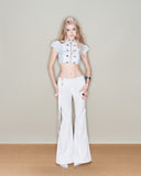 Penta Pants – Button Detail Flared Pants by INTO.EIGHT
